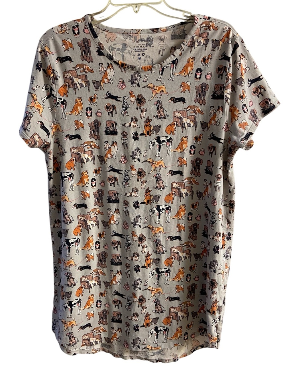 Vera Bradley Grey Dog Show T-Shirt Nightgown Medium